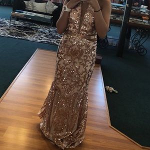 Sparkly rose gold prom dress